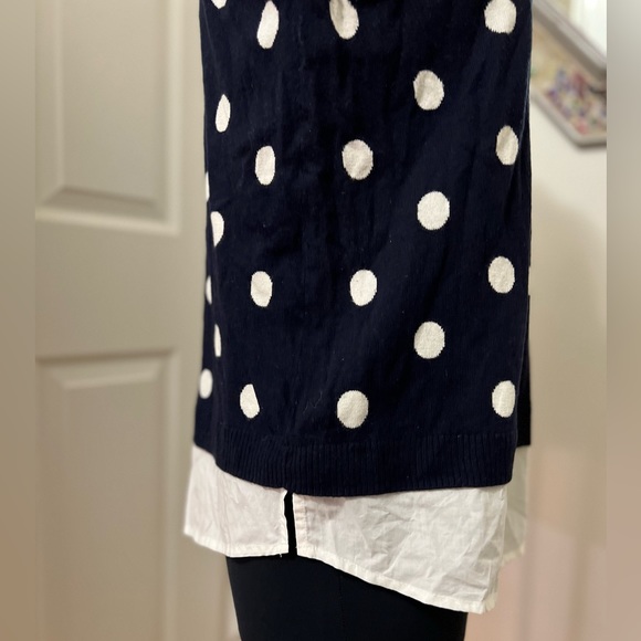 Talbots Navy Blue Polka Dot Lightweight Sweater - Picture 4 of 11